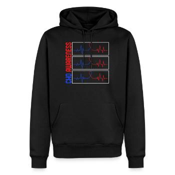 Chemise de chirurgie cardiaque, rythme cardiaque de sensibilisation à la cardiopathie congénitale, cardiopathie congénitale - Sweat à capuche Premium bio Homme - noir - Devant - Nico (187cm)