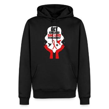 Chemise du Mois de la sensibilisation au VIH/sida, Renseignez-vous Économisez - Sweat à capuche Premium bio Homme - noir - Devant - Nico (187cm)