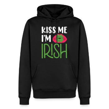 Embrasse-moi je suis irlandais Saint-Patrick - Sweat à capuche Premium bio Homme - noir - Devant - Nico (187cm)