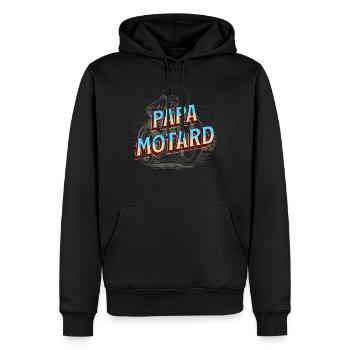 Papa Motard idée cadeau Passion moto humour - Sweat à capuche Premium bio Homme - noir - Devant - Nico (187cm)