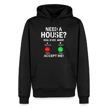 Immobilienmakler - Hausmakler - Männer Premium Bio Hoodie - Schwarz - Vorne - Nico (187cm)