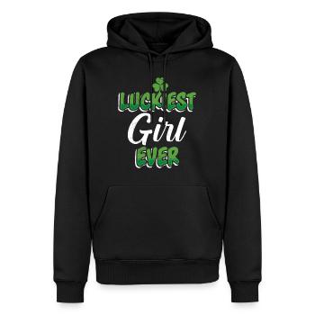 La Saint-Patrick dit la fille la plus chanceuse de tous les temps - Sweat à capuche Premium bio Homme - noir - Devant - Nico (187cm)