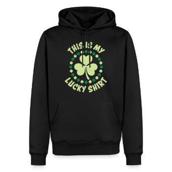 Mein Glücks-Shirt Kleeblatt St Patrick's Day - Männer Premium Bio Hoodie - Schwarz - Vorne - Nico (187cm)