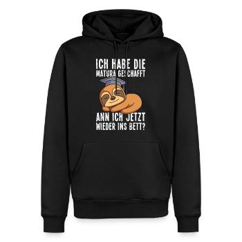 Maturant Matura geschafft kann ich jetzt ins Bett? - Männer Premium Bio Hoodie - Schwarz - Vorne - Nico (187cm)