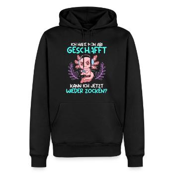 Abi geschafft kann ich jetzt wieder zocken? Abitur - Männer Premium Bio Hoodie - Schwarz - Vorne - Nico (187cm)