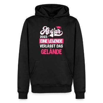 Abi 2023 Legende verlässt das Gelände Abiturienten - Männer Premium Bio Hoodie - Schwarz - Vorne - Nico (187cm)