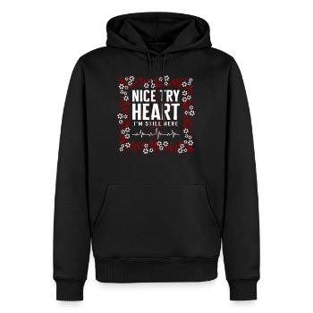 Heart Surgery Shirt, Nice Try Heart I'm Still - Men’s Premium Organic Hoodie - black - Front - Nico (187cm)