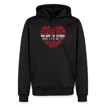 Schulhemd, 100 Tage Schule und Liebe - Männer Premium Bio Hoodie - Schwarz - Vorne - Nico (187cm)