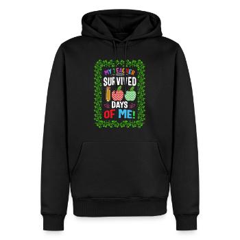 Schulhemd, mein Lehrer überlebte 100 Tage von mir - Männer Premium Bio Hoodie - Schwarz - Vorne - Nico (187cm)