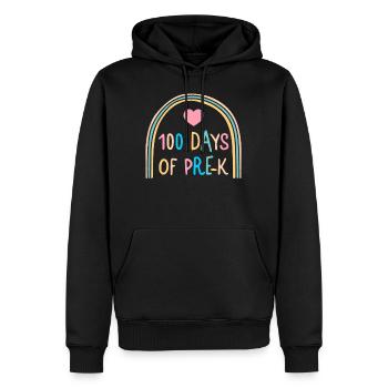 School Shirt, 100 Days Of Pre-K Rainbow Heart Tee - Men’s Premium Organic Hoodie - black - Front - Nico (187cm)