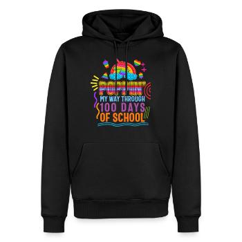 Schulhemd, Poppin My Way durch 100 Tage - Männer Premium Bio Hoodie - Schwarz - Vorne - Nico (187cm)