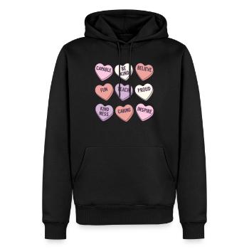 Rétro Professeur Saint-Valentin Dictons positifs - Sweat à capuche Premium bio Homme - noir - Devant - Nico (187cm)