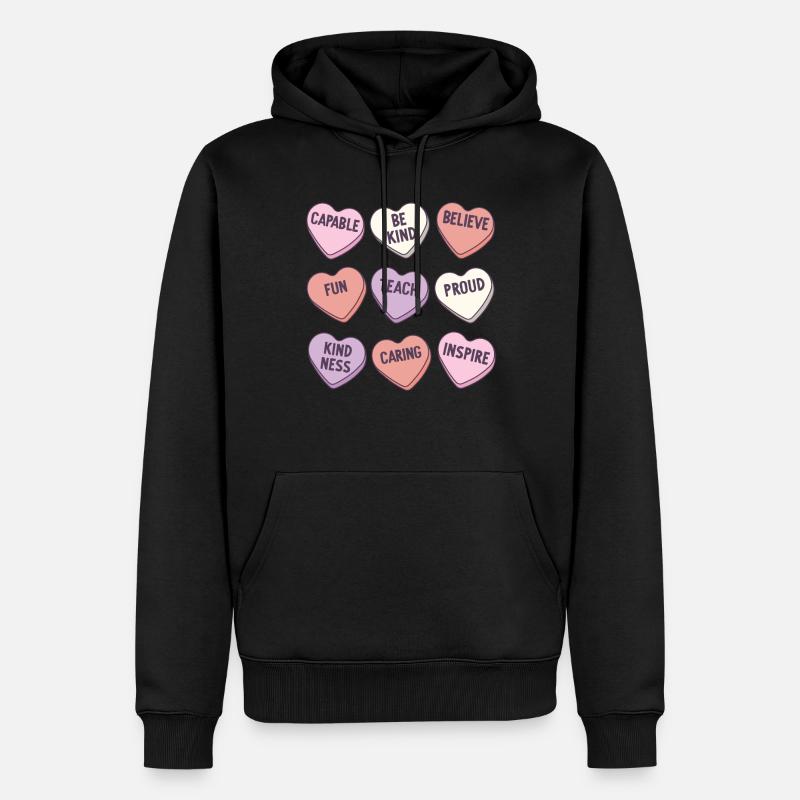 Rétro Professeur Saint-Valentin Dictons positifs - Sweat à capuche Premium bio Homme - noir