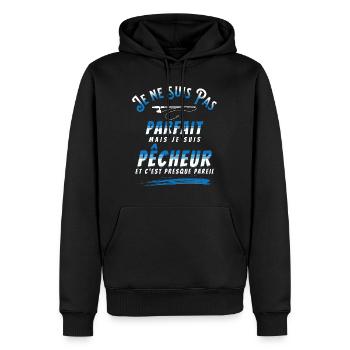 Pêche Cadeau pour Pêcheur Sport Citation Humour - Sweat à capuche Premium bio Homme - noir - Devant - Nico (187cm)