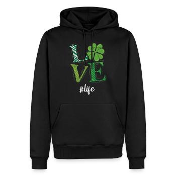 Love Life St. Patrick’s Day Manigances - Sweat à capuche Premium bio Homme - noir - Devant - Nico (187cm)