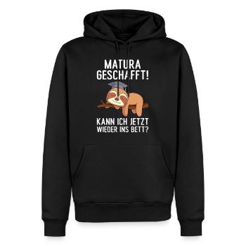 Maturant Matura geschafft kann ich jetzt ins Bett? - Männer Premium Bio Hoodie - Schwarz - Vorne - Nico (187cm)