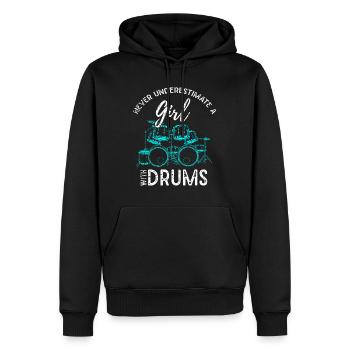Schlagzeug Perkussion Schlagzeuger Frauen Mädchen Kinder Geschenk D - Männer Premium Bio Hoodie - Schwarz - Vorne - Nico (187cm)