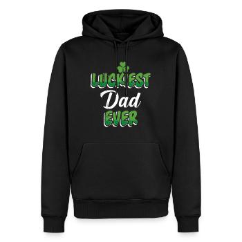 La Saint-Patrick dit le père le plus chanceux de tous les temps - Sweat à capuche Premium bio Homme - noir - Devant - Nico (187cm)