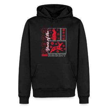 Chemise du zodiaque chinois, année du lapin 2023 - Sweat à capuche Premium bio Homme - noir - Devant - Nico (187cm)