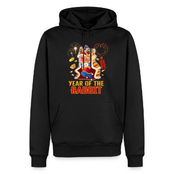 Chinese Zodiac Shirt, Year Of The Rabbit Dragon - Men’s Premium Organic Hoodie - black - Front - Nico (187cm)