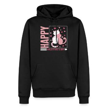 Chemise de Saint-Valentin, Cœur de couple de chat Valentines - Sweat à capuche Premium bio Homme - noir - Devant - Nico (187cm)