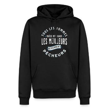 Pêche Cadeau pour Pêcheur Sport Citation Humour - Sweat à capuche Premium bio Homme - noir - Devant - Nico (187cm)