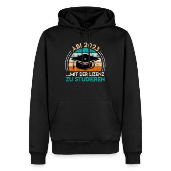 Abi 2023 Abitur mit der Lizenz zu Studieren - Männer Premium Bio Hoodie - Schwarz - Vorne - Nico (187cm)