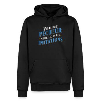 Pêche Cadeau pour Pêcheur Sport Citation Humour - Sweat à capuche Premium bio Homme - noir - Devant - Nico (187cm)