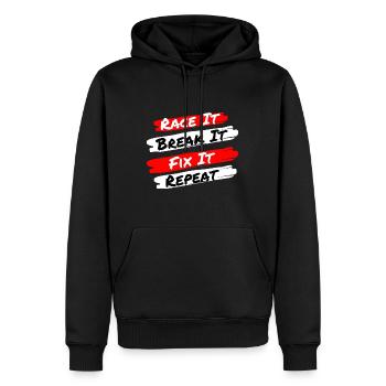 Race It Break It Fix It Repeat - Funny Racecar - Sweat à capuche Premium bio Homme - noir - Devant - Nico (187cm)