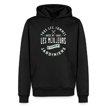 Jardin idée cadeau pour Jardinier Potager Citation - Sweat à capuche Premium bio Homme - noir - Devant - Nico (187cm)