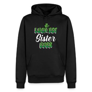 La Saint-Patrick dit la sœur la plus chanceuse de tous les temps - Sweat à capuche Premium bio Homme - noir - Devant - Nico (187cm)