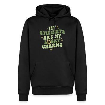 Mes élèves sont mes porte-bonheur Professeur St - Sweat à capuche Premium bio Homme - noir - Devant - Nico (187cm)