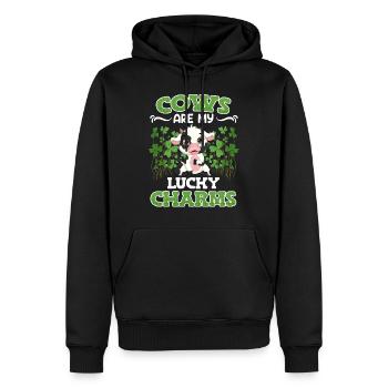Cows are my lucky charms Farmer Cattle breeders - Men’s Premium Organic Hoodie - black - Front - Nico (187cm)