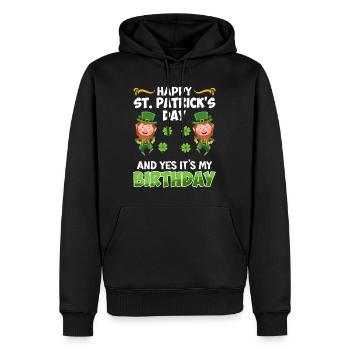 Anniversaire le jour de la Saint-Patrick Anniversaire - Sweat à capuche Premium bio Homme - noir - Devant - Nico (187cm)