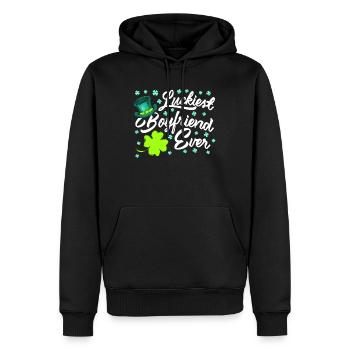 Petit ami le plus chanceux de tous les temps Saint-Valentin - Sweat à capuche Premium bio Homme - noir - Devant - Nico (187cm)