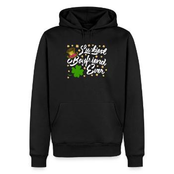 Petit ami le plus chanceux de tous les temps Saint-Valentin - Sweat à capuche Premium bio Homme - noir - Devant - Nico (187cm)