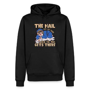 Sloth Mail gets there - funny postal worker mail c - Men’s Premium Organic Hoodie - black - Front - Nico (187cm)