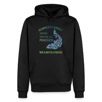 Sei immer du selbst, es sei denn, du kannst ein Pfau sein - Männer Premium Bio Hoodie - Schwarz - Vorne - Nico (187cm)