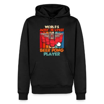 Le plus ok au monde Beer Pong Player Game Beer Pong - Sweat à capuche Premium bio Homme - noir - Devant - Nico (187cm)