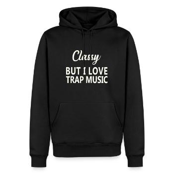 Idée musicale Drôle Rap Hip Hop Techno R&B idées idées - Sweat à capuche Premium bio Homme - noir - Devant - Nico (187cm)