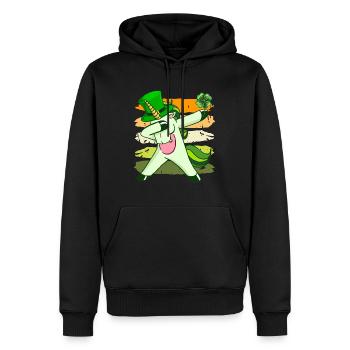 Dabbing Einhorn Kleeblatt St. Patrick's Day - Männer Premium Bio Hoodie - Schwarz - Vorne - Nico (187cm)