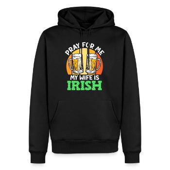 Betet für mich meine Frau ist Irin - Männer Premium Bio Hoodie - Schwarz - Vorne - Nico (187cm)