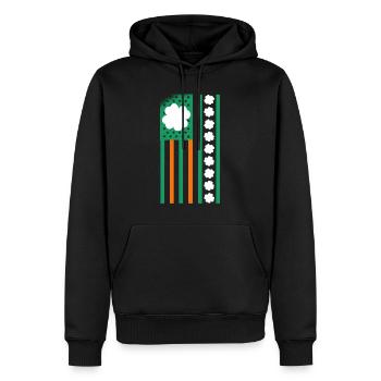 USA St. Patrick's Day Kleeblätter USA Flagge - Männer Premium Bio Hoodie - Schwarz - Vorne - Nico (187cm)