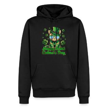 Bonne Saint-Catmas Chats Saint-Patrick - Sweat à capuche Premium bio Homme - noir - Devant - Nico (187cm)