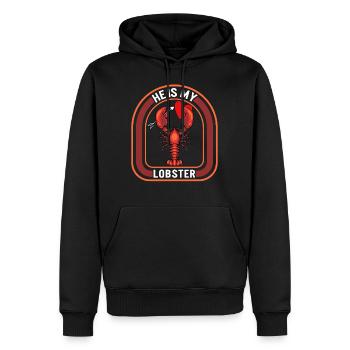 Valentinshemd, er ist mein Hummer, der rot hält - Männer Premium Bio Hoodie - Schwarz - Vorne - Nico (187cm)