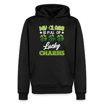 Meine Klasse ist voller Glücksbringer - Männer Premium Bio Hoodie - Schwarz - Vorne - Nico (187cm)