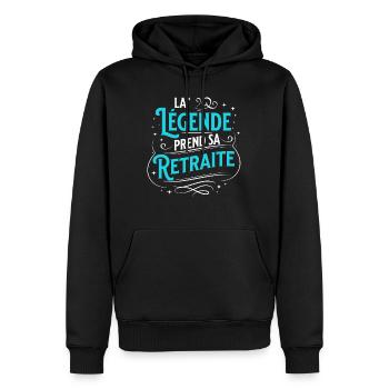 Retraite cadeau de Départ pour Retraité Carrière - Sweat à capuche Premium bio Homme - noir - Devant - Nico (187cm)