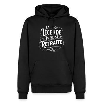 Retraite cadeau de Départ pour Retraité Carrière - Sweat à capuche Premium bio Homme - noir - Devant - Nico (187cm)