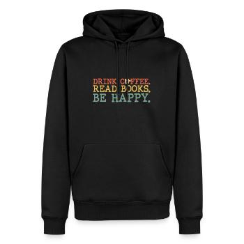 Boire du café Lire des livres Soyez heureux Chemise Café Amour - Sweat à capuche Premium bio Homme - noir - Devant - Nico (187cm)