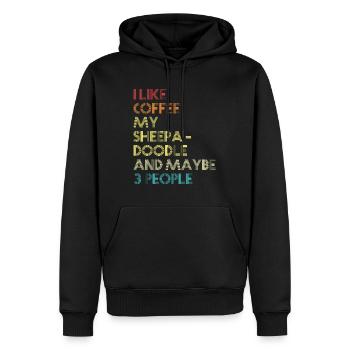 Sheepadoodle chien propriétaire café amateur citation Vintage - Sweat à capuche Premium bio Homme - noir - Devant - Nico (187cm)